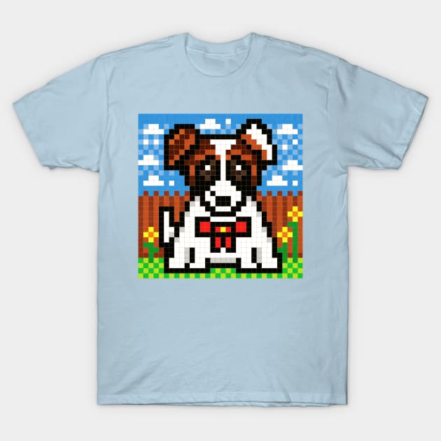 Charlie The Shorty Jack Russell Terrier Puppy Pixel Art T-Shirt by CozyPixelFluff